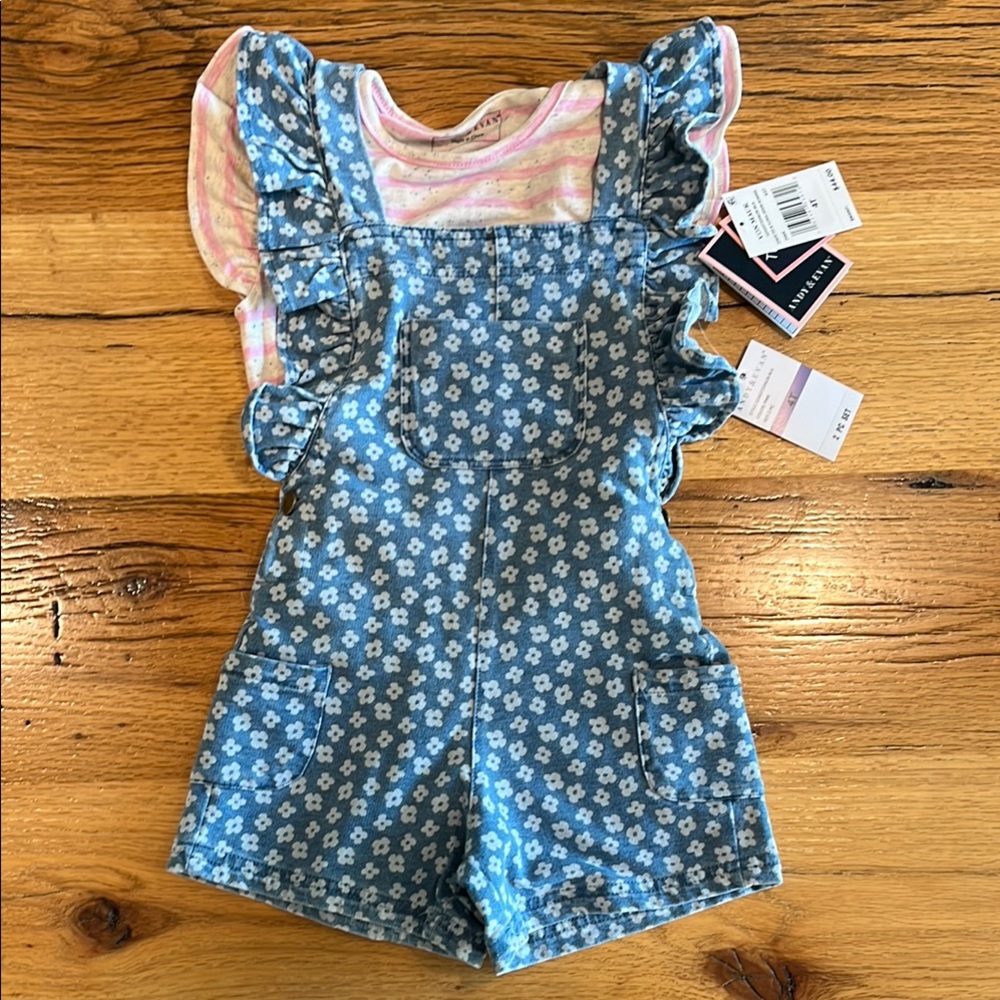 Floral Denim Kids Overalls